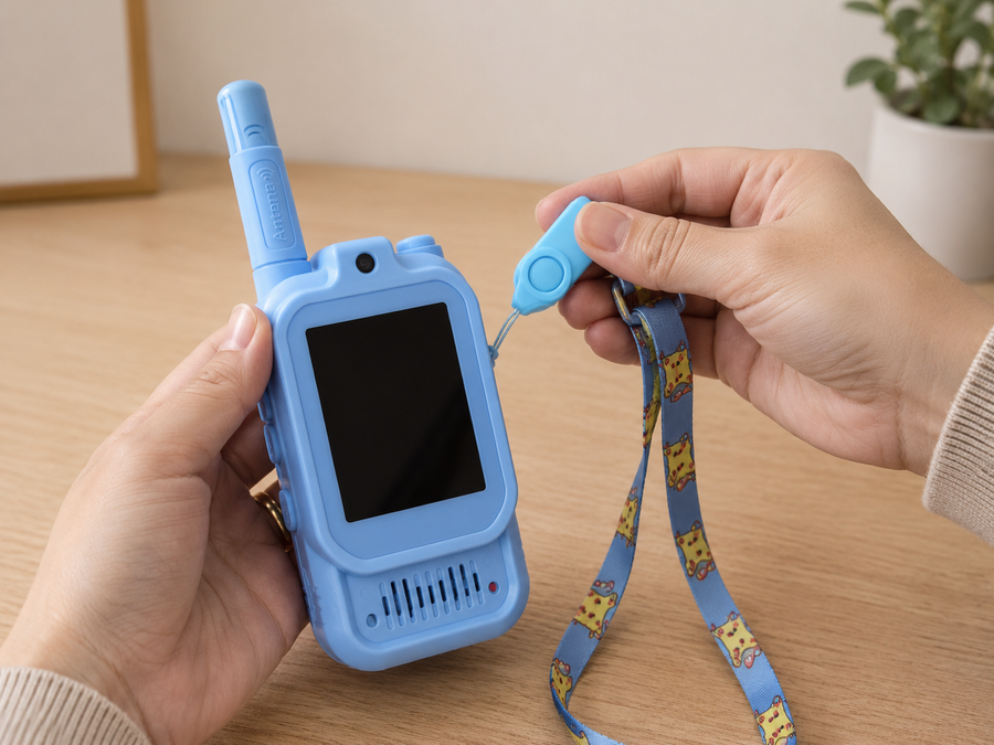 Coloca la Correa en ambos Walkie Talkies